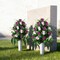 Artificial Cemetery & Memorial Flowers with Vase – Purple & Pink Silk Rose Gravesite Bouquets, Outdoor Headstone Decoration, Long-Lasting Memorial Arrangement (2 Sets)